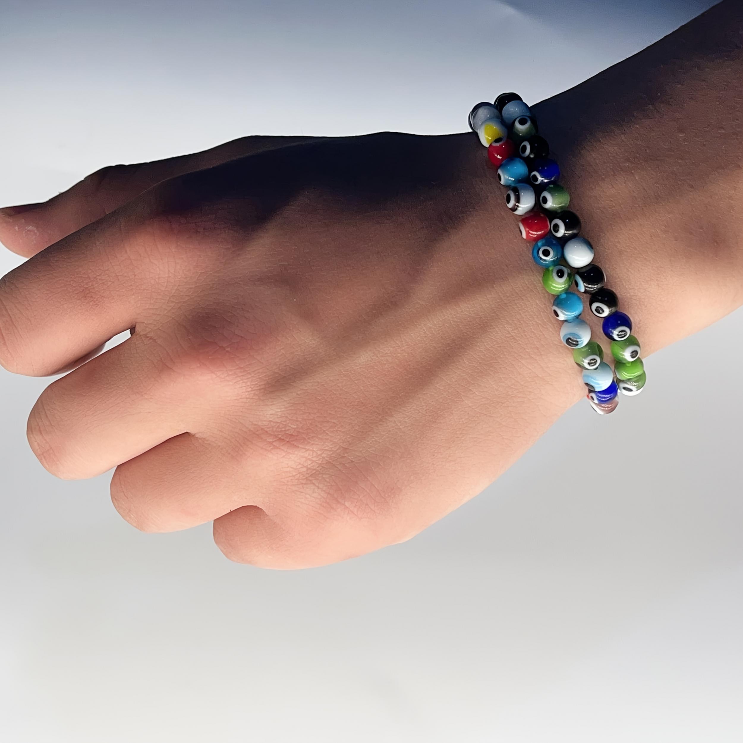 Bohemian Evil Eye Glass Bead Bracelet Colorful Protective Charm Jewelry